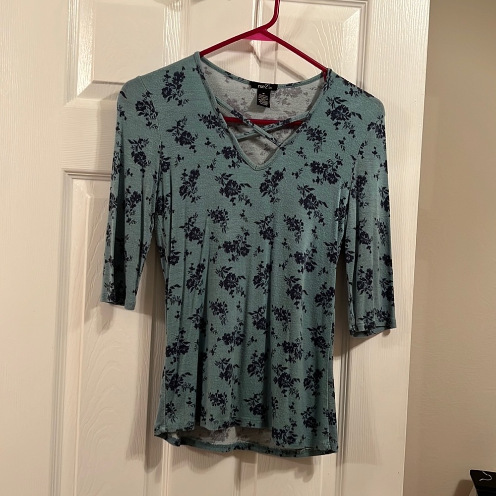 Green flowered top